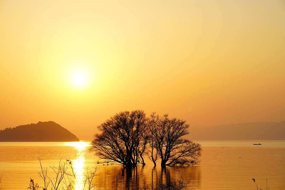 琵琶湖の夕景
