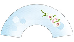 7寸5分35間の扇子のデザイン例18　立ち葵柄　オーダー扇子　オリジナル扇子