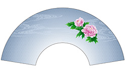 7寸5分35間の扇子のデザイン例21　牡丹柄　オーダー扇子　オリジナル扇子