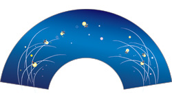 7寸5分35間の扇子のデザイン例22　蛍　オーダー扇子　オリジナル扇子