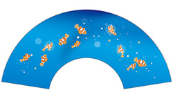 7寸5分35間の扇子のデザイン例29　カクレクマノミ柄　オーダー扇子　オリジナル扇子