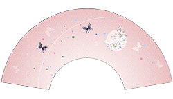 7寸5分35間の扇子のデザイン例5　蝶柄　オーダー扇子　オリジナル扇子