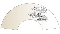 7寸5分35間の扇子のデザイン例36　梅柄　オーダー扇子　オリジナル扇子