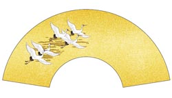 7寸5分35間の扇子のデザイン例37　鶴柄　オーダー扇子　オリジナル扇子