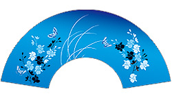 7寸5分35間の扇子のデザイン例8　蝶柄　オーダー扇子　オリジナル扇子