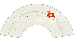 7寸5分35間の扇子のデザイン例9　椿柄　オーダー扇子　オリジナル扇子