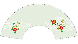 7寸5分35間の扇子のデザイン例11　椿柄　オーダー扇子　オリジナル扇子